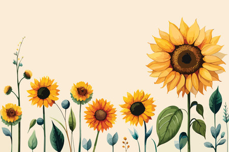 Sunflowers background with place for your text. Vector illustration.のイラスト素材