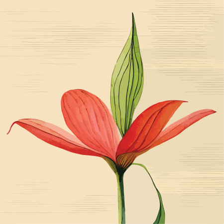 Flower on a beige background. Hand-drawn illustration.のイラスト素材