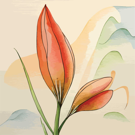 Hand drawn crocus flower in watercolor style. Vector illustration.の写真素材