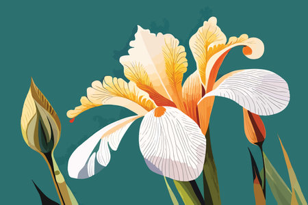 beautiful iris flowers with leafs vector illustration design  graphicのイラスト素材