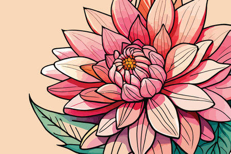 Dahlia flower vector illustration. Hand drawn dahlia flower.のイラスト素材