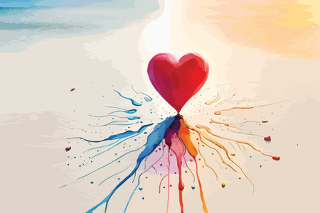 abstract watercolor background with heart and splashes. vector illustrationのイラスト素材