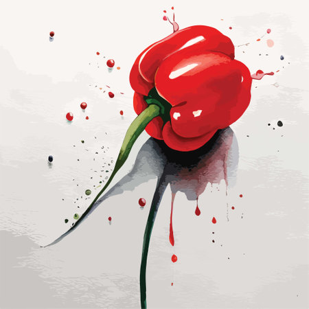 Red pepper on a white background. Watercolor painting. Vector illustration.のイラスト素材
