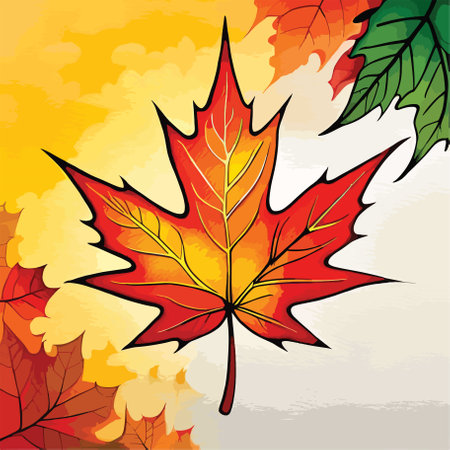 Autumn maple leaf on a watercolor background. Vector illustration.のイラスト素材