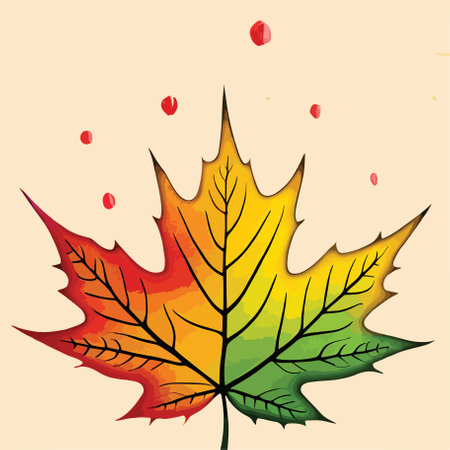 Autumn maple leaf on the beige background. Vector illustration.のイラスト素材