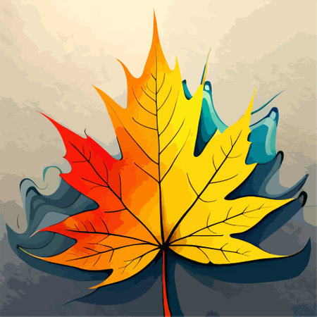 Autumn maple leaf on a grunge background. Vector illustration.のイラスト素材