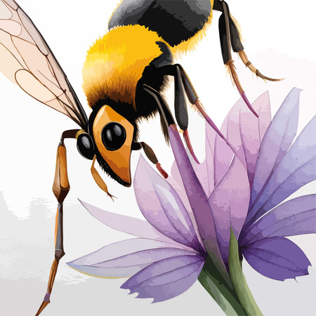 Bee on the flower. Illustration on white background for your design