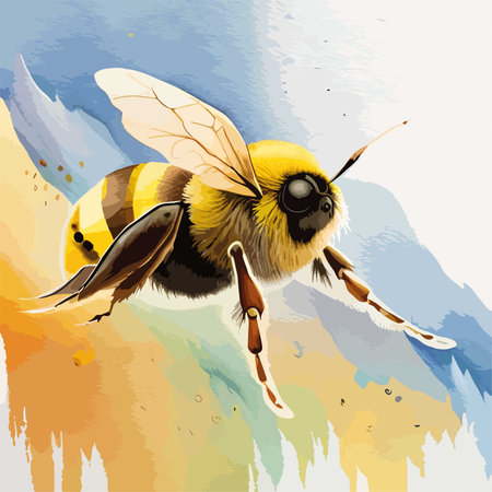 bee on the background of the watercolor texture. vector illustration.のイラスト素材