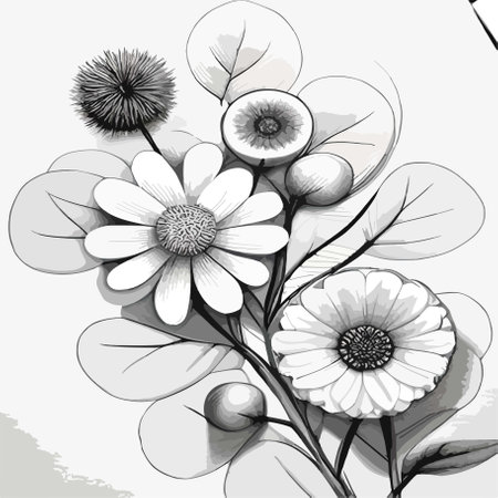 abstract floral background with daisies and dandelions, vector illustrationのイラスト素材