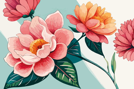 Illustration of a bouquet of flowers in pastel colors.のイラスト素材