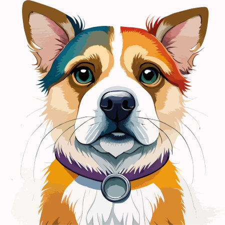 Portrait of a Corgi dog in a collar. Vector illustrationのイラスト素材