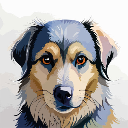 Mixed breed dog portrait. Vector illustration of a dog head.のイラスト素材