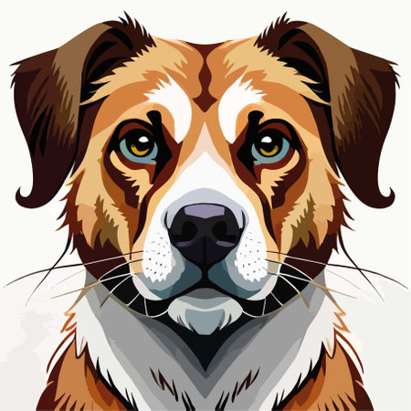 Portrait of a beagle dog with big eyes. Vector illustration.のイラスト素材