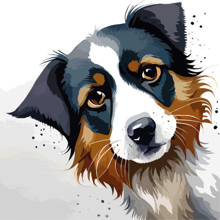 Portrait of australian shepherd dog. Vector illustration on white background.のイラスト素材
