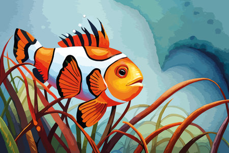 Aquarium fish in the ocean illustration. Cartoon style vector.のイラスト素材