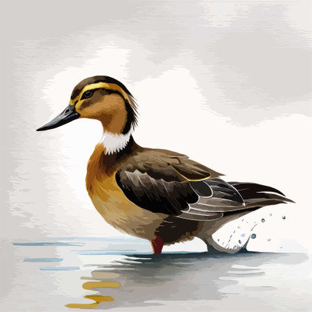 Mallard duck on the water. Watercolor vector illustration.のイラスト素材