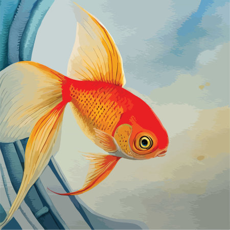 Goldfish on a blue background. Vector illustration for your design.のイラスト素材