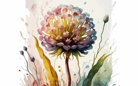 Hand drawn watercolor illustration of clover flower. Vector illustration.のイラスト素材