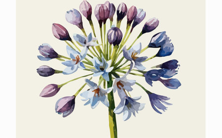 illustration of a bouquet of purple flowers on a white backgroundのイラスト素材