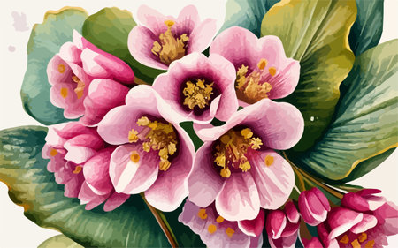 Illustration of a bouquet of pink camellia flowers.のイラスト素材