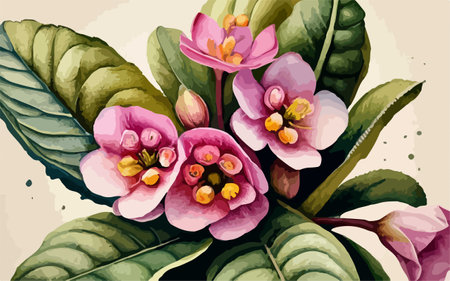 Illustration of a pink violets on a white background.のイラスト素材