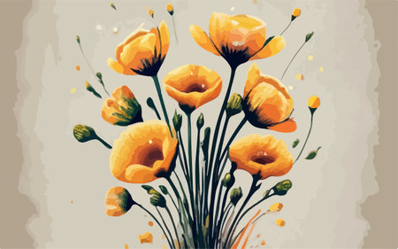 Vintage background with poppies. Hand drawn vector illustration.のイラスト素材