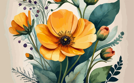 Beautiful floral background with anemone flowers. Vector illustration.のイラスト素材