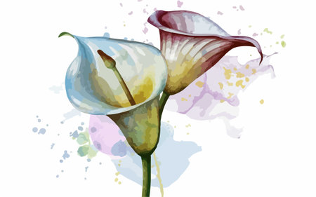 Illustration of calla lily flower on watercolor background.のイラスト素材