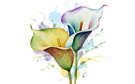 Illustration of calla lily flowers in watercolor style.のイラスト素材