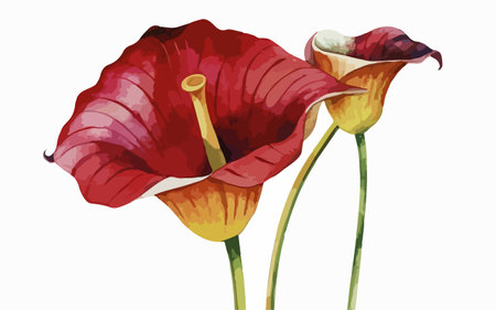 Illustration of two calla lilies on a white background.のイラスト素材