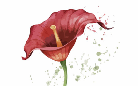 Illustration of a red calla flower on a white background.のイラスト素材