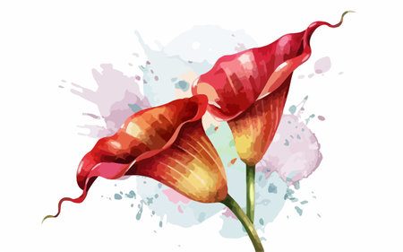 Illustration of Calla lily flower on watercolor background.のイラスト素材