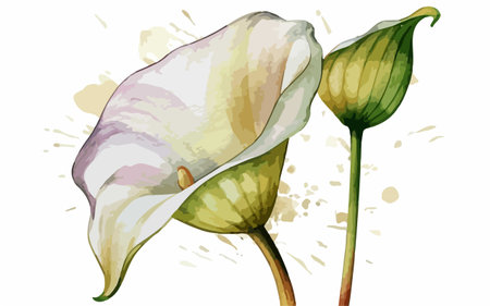 Illustration of calla lily flower on a white background.のイラスト素材
