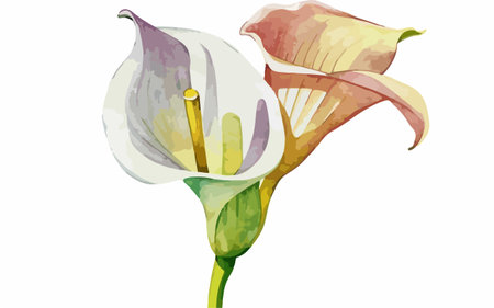 Illustration of calla lily flower on a white background.のイラスト素材