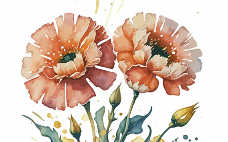 Hand drawn watercolor poppies on white background. Vector illustration.のイラスト素材