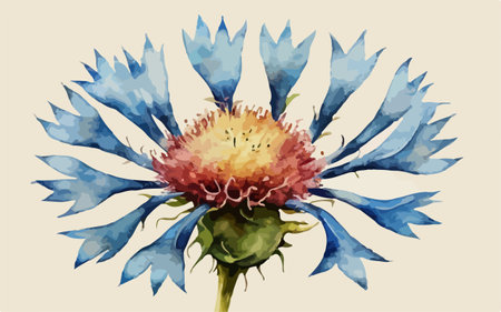 Watercolor illustration of a cornflower. Hand-drawn illustration.のイラスト素材