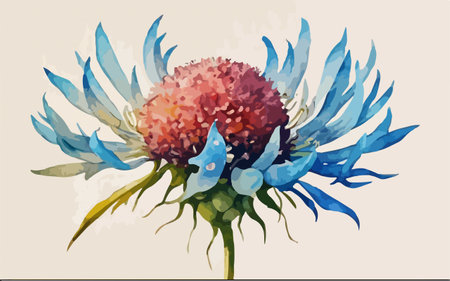 Illustration of a watercolor blue flower with watercolor effect.のイラスト素材