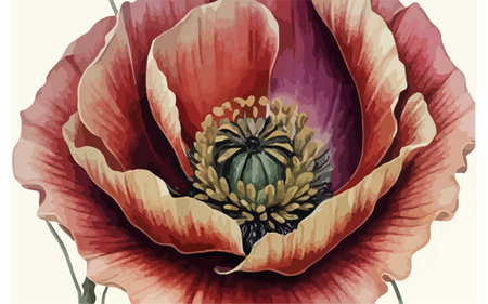 Vector illustration of a poppy flower. Hand-drawn poppies.のイラスト素材