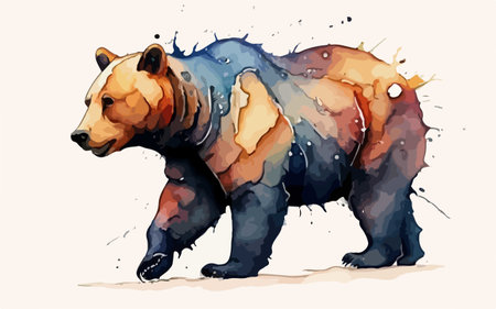 Grizzly bear in watercolor style. Vector illustration.