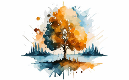Tree in watercolor style. Vector illustration for your design. EPS10