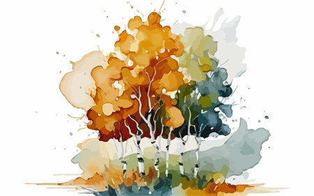 Abstract watercolor autumn background with trees. Vector illustration for your designのイラスト素材