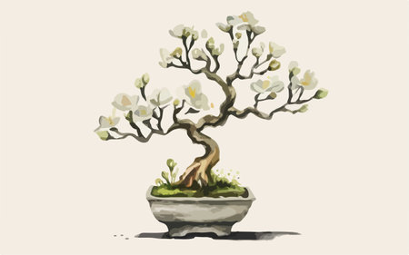 Bonsai tree. Hand drawn vector illustration of a bonsai tree.のイラスト素材