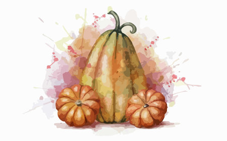 Pumpkin watercolor vector illustration. Hand drawn pumpkins.のイラスト素材