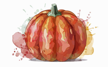 Pumpkin on a white background with splashes. Vector illustrationのイラスト素材