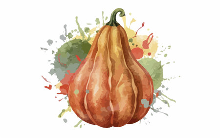 Watercolor hand drawn pumpkin isolated on white background. Vector illustration.のイラスト素材