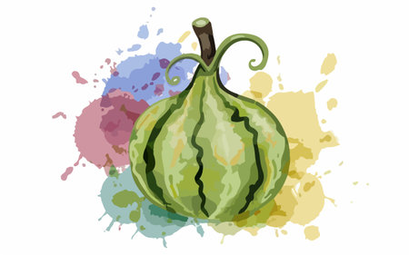 Watermelon with watercolor splashes on white background. Vector illustration.のイラスト素材