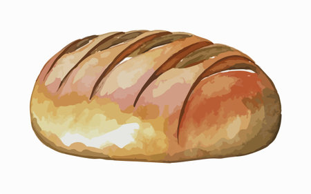 Illustration of a loaf of bread on a white background. Vector illustration.のイラスト素材