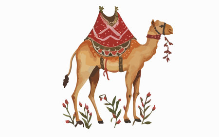Camel with a crown. Vector illustration on a white background.のイラスト素材