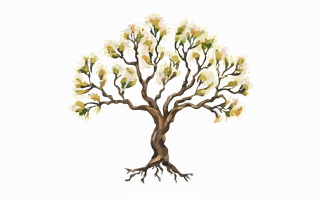 Watercolor tree isolated on white background. Hand drawn vector illustration.のイラスト素材