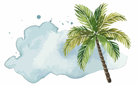 Palm tree on a white background. Hand drawn vector illustration.のイラスト素材